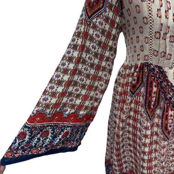 Altar'd State Sahara Dress S Boho Wide Sleeve Printed Multicolor Knee Length EUC - Picture 3 of 9